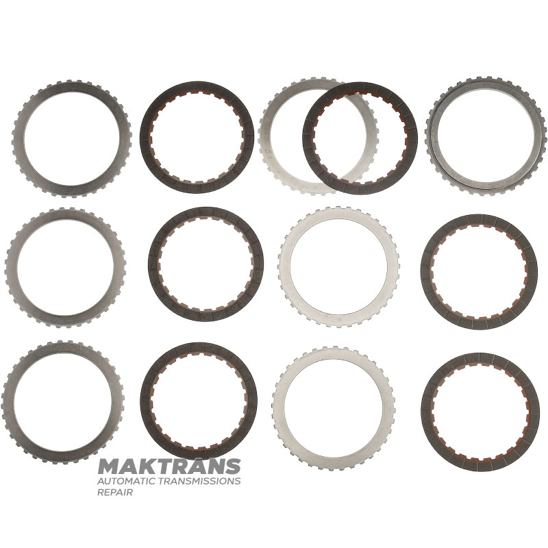 Комплект стальных и фрикционных дисков 4-5-6 Clutch 6T70E, 6T75E, 6F50, 6F55 — 6 фрикционных дисков (общая толщина комплекта 24.25 мм / 26.85 мм)