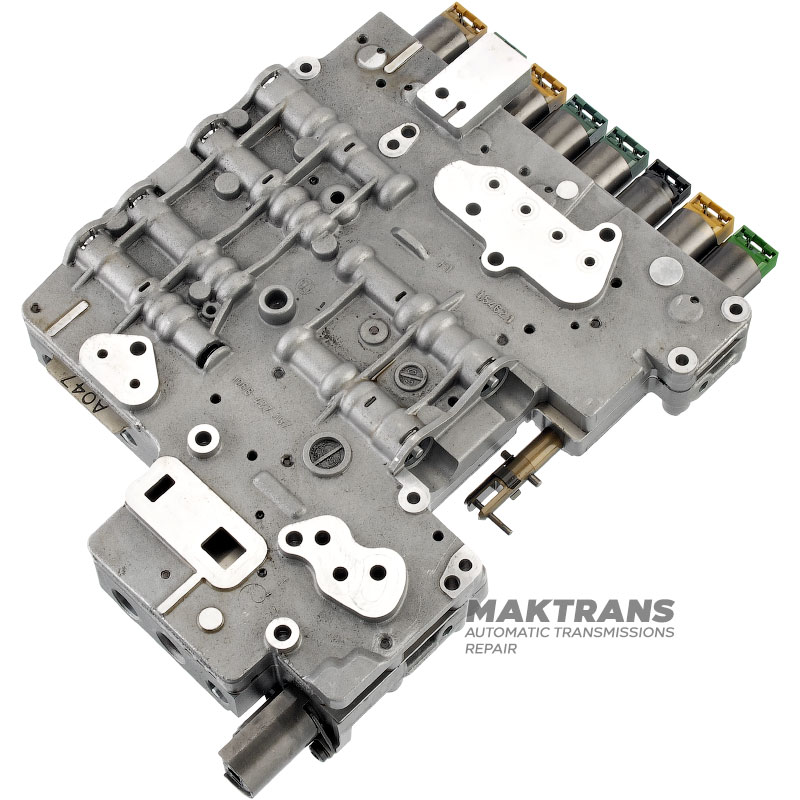 Гидроблок в сборе с соленоидами ZF 6HPxx GEN1 E-SHIFT [A/B 047] - не восстановленный  [1 зеленый соленоид, 1 черный соленоид, 3 желтых соленоида, 3 синих соленоида]
