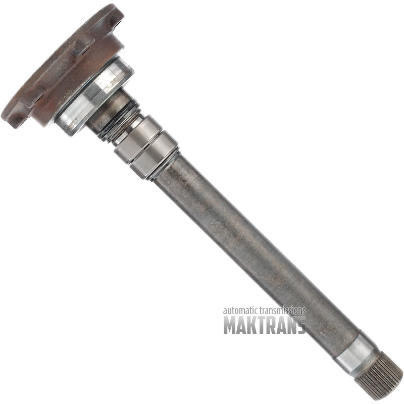 Вал з фланцем VAG 02E DQ250 0CN409355A / загальна висота 334 mm, 37 шліців (нар.Ø 29.95 mm), 6 отворів кріплення (вн.Ø 8.60 mm, 47 mm між центрами отворів)