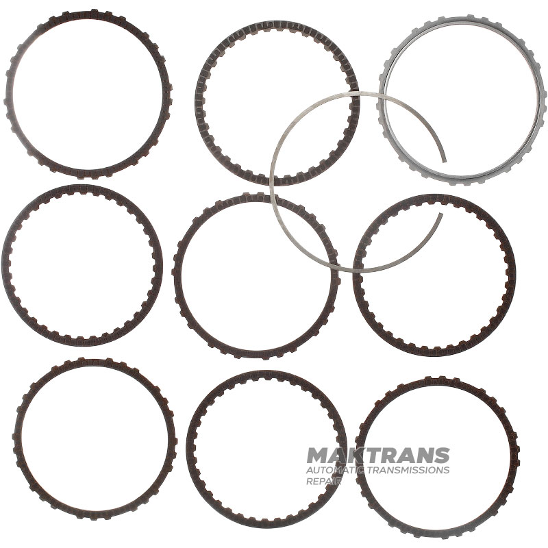 Комплект сталевих та фрикційних дисків 4-6 Clutch Hyundai / KIA A8LF1 455654G100 — 8 фрикційних дисків, загальна товщина комплекту 17.60 mm