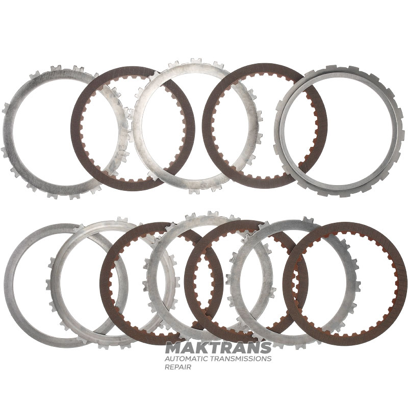 Комплект сталевих та фрикційних дисків Low Brake (B2) NISSAN RE7R01A/JATCO JR710E/JR711E — загальна товщина комплекту 19.60 мм, 5 фрикційних дисків (36 зубів)