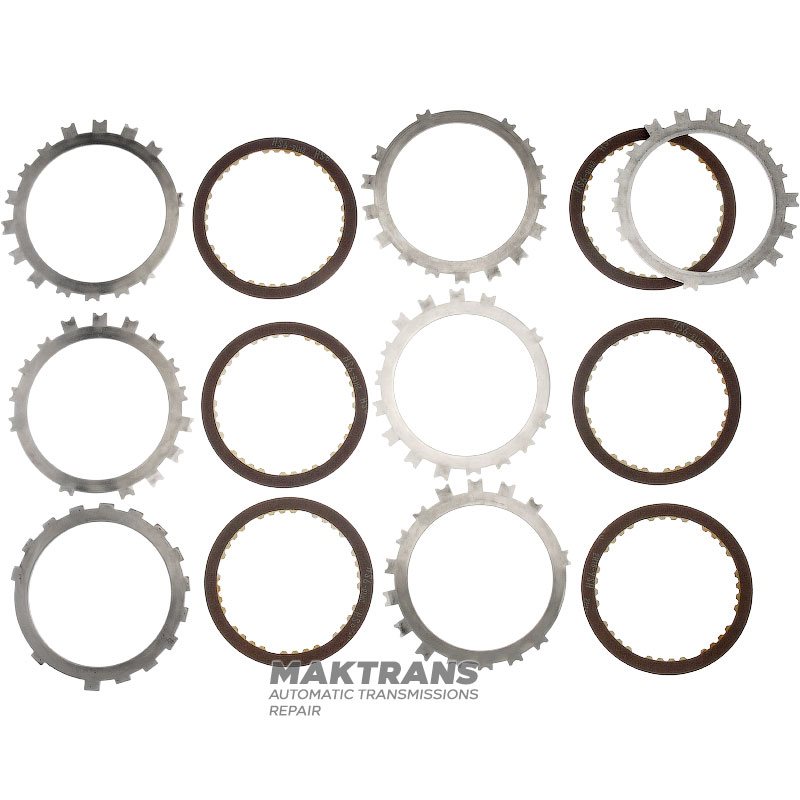 Комплект стальных и фрикционных дисков LOW-REVERSE BRAKE Aisin Warner 30-40LE, 30-80LE / TOYOTA A340 A343 — 6 фрикционных дисков (общая толщина комплекта 26.35 мм)
