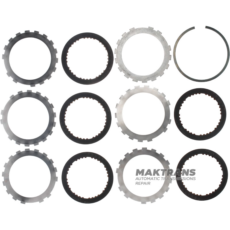 Комплект стальных и фрикционных дисков 2ND Brake (Intermediare Clutch) Aisin Warner 30-40LE, 30-80LE / TOYOTA A343 — 5 фрикционных дисков (общая толщина комплекта 25.60 мм, диск опорный 3.30 мм)