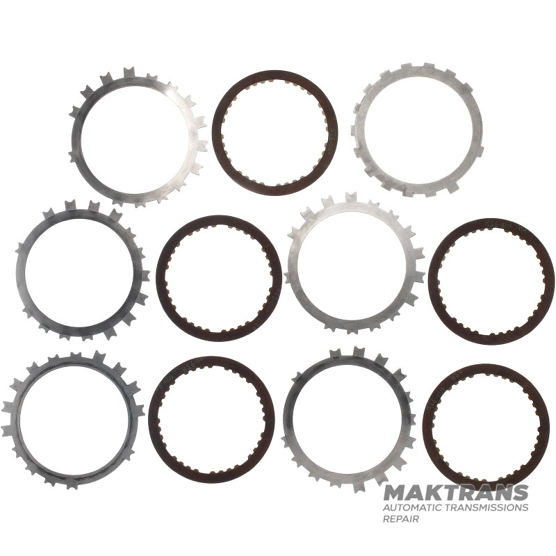 Комплект стальных и фрикционных дисков LOW-REVERSE BRAKE Aisin Warner 30-40LE, 30-80LE / TOYOTA A340 A343 — 5 фрикционных дисков (общая толщина комплекта 22.60 мм, толщина опорного диска 4.60 мм)