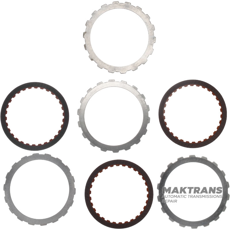 Комплект сталевих та фрикційних дисків B2 Low Coast Brake RE5R05A 3166290X02 — 3 фрикційні диски (30 зубів на диску), загальна товщина комплекту 15.10 мм