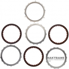 Комплект стальных и фрикционных дисков B2 Low Coast Brake RE5R05A 3166290X02 — 3 фрикционных диска (30 зубьев на диске), 15 зубьев на стальном диске, общая толщина комплекта 12.55 мм