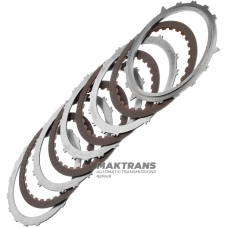 Комплект стальных и фрикционных дисков B2 Low Coast Brake RE5R05A 3166290X02 — 4 фрикционных диска (30 зубьев на диске), 15 зубьев на стальном диске, общая толщина комплекта 16.45 мм