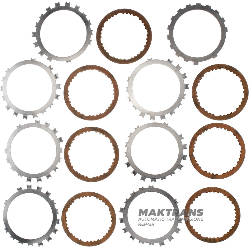 Комплект сталевих та фрикційних дисків LOW-REVERSE BRAKE Aisin Warner 30-40LE, 30-80LE/TOYOTA A340 A343 - 7 фрикційних дисків (загальна товщина комплекту 30.70 мм)