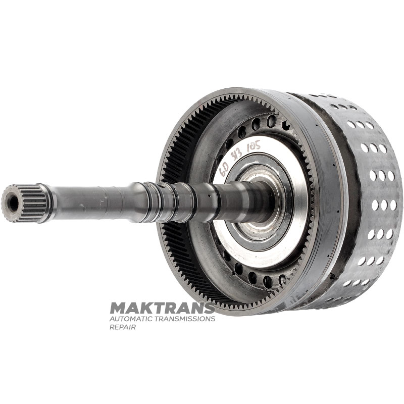Вхідний вал / барабан K1 Clutch (6 фрикційних дисків, 60 зубів на диску) NISSAN RE7R01 315401XJ0C — (загальна довжина 312 мм, довжина валу 244 мм, 24 шліци (нар.Ø 25.70 мм), 105 зубів