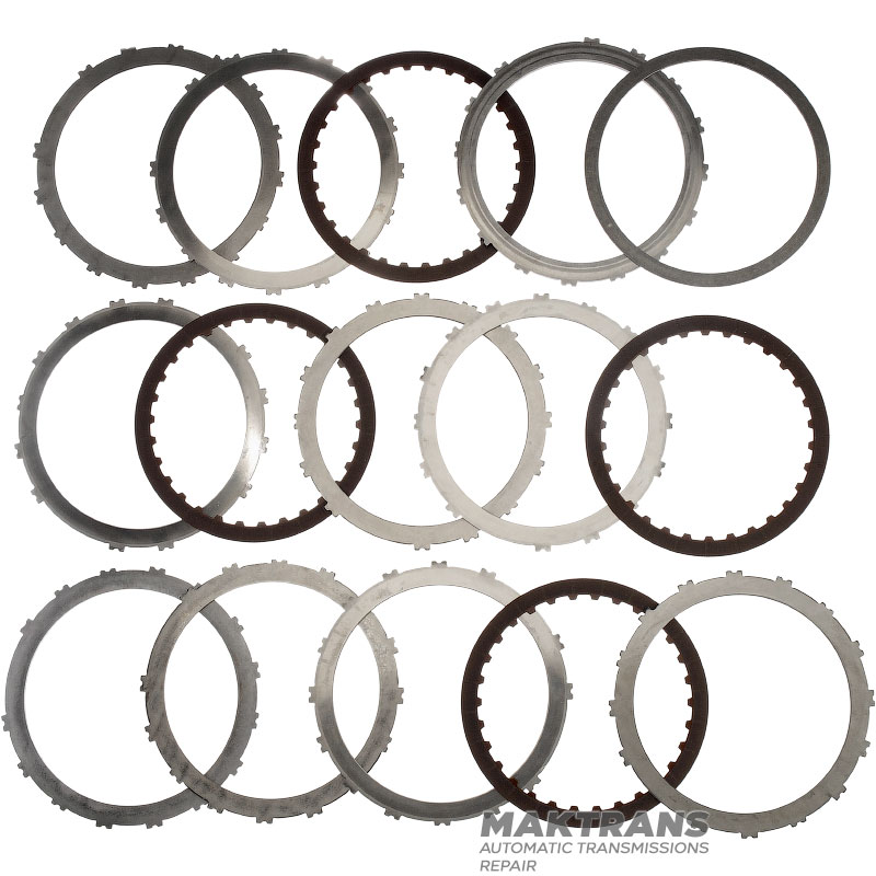 Комплект сталевих та фрикційних дисків 2-4 Brake JATCO (ISUZU/MAZDA) JR405E 8973309990, 8973310090 — 4 фрикційні диски (загальна товщина комплекту 32.05 мм)