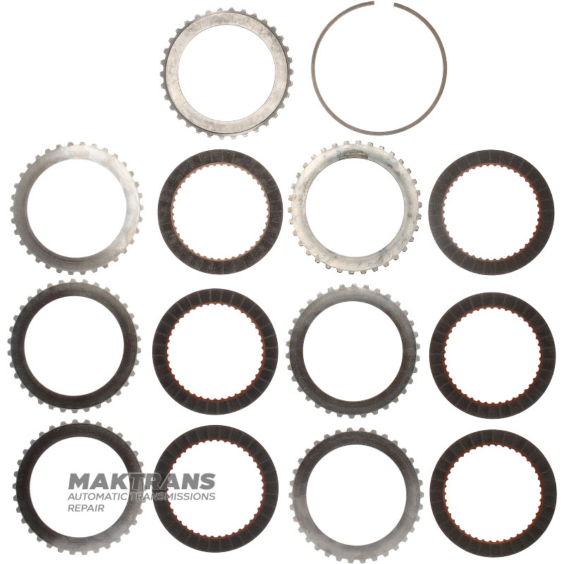 Комплект сталевих та фрикційних дисків DIRECT Clutch FORD AOD, AODE, AODE-W, 4R70W, 4R75E, 4R75W - F6AZ-7B442-AA, F8AZ-7B164-BA, 6 фрикційних дисків (загальна товщина комплекту 25).