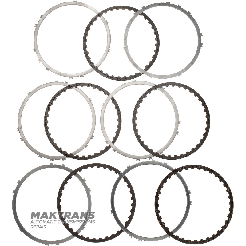 Комплект сталевих та фрикційних дисків Low/Reverse Clutch JATCO JF018E, JF019E Hybrid — 5 фрикційних дисків, (загальна товщина комплекту 21.85 мм)