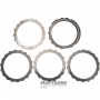 Комплект стальных дисков Intermediate Clutch FORD 4R70, 4R75, 4R75W — 4 стальных диска (толщина 2.02 мм, вн.Ø 148.45 мм, 18 зубьев), 1 опорный диск (толщина 6.40 мм, вн.Ø 148.45 мм, 18 зубьев)