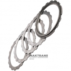 Комплект сталевих дисків Intermediate Clutch FORD 4R70, 4R75, 4R75W — 4 сталеві диски (товщина 2.02 мм, вн.Ø 148.45 мм, 18 зубів), 1 опорний диск (товщина 6.40 мм, вн.Ø 141).
