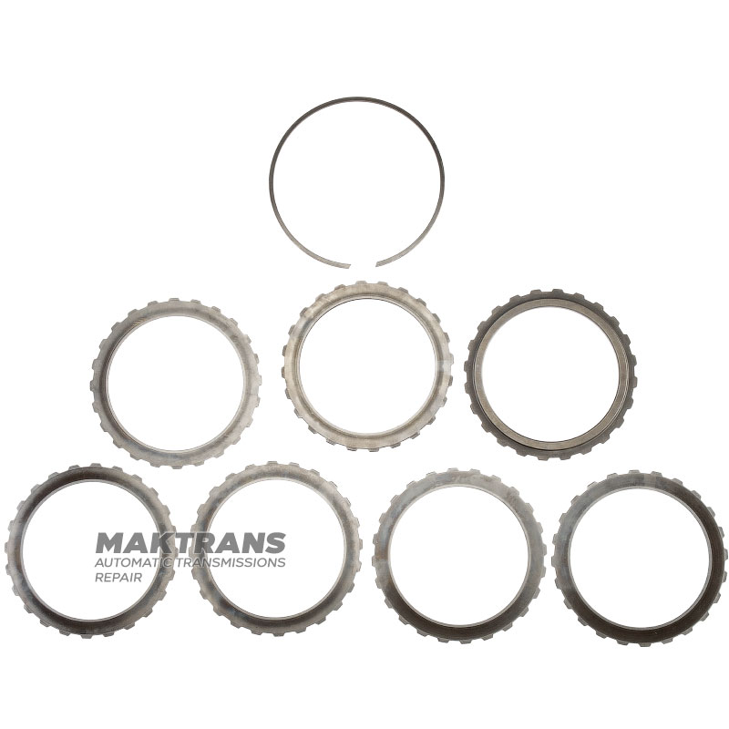 Комплект сталевих дисків E Clutch FORD 6R60, 6R80 - 6L2Z-7B442-AA, опорний диск (товщина 6.15 мм / 3 мм, вн.Ø 107 мм, 24 зуби), 6 сталевих дисків (товщина 3.05 мм, вн.Ø 1