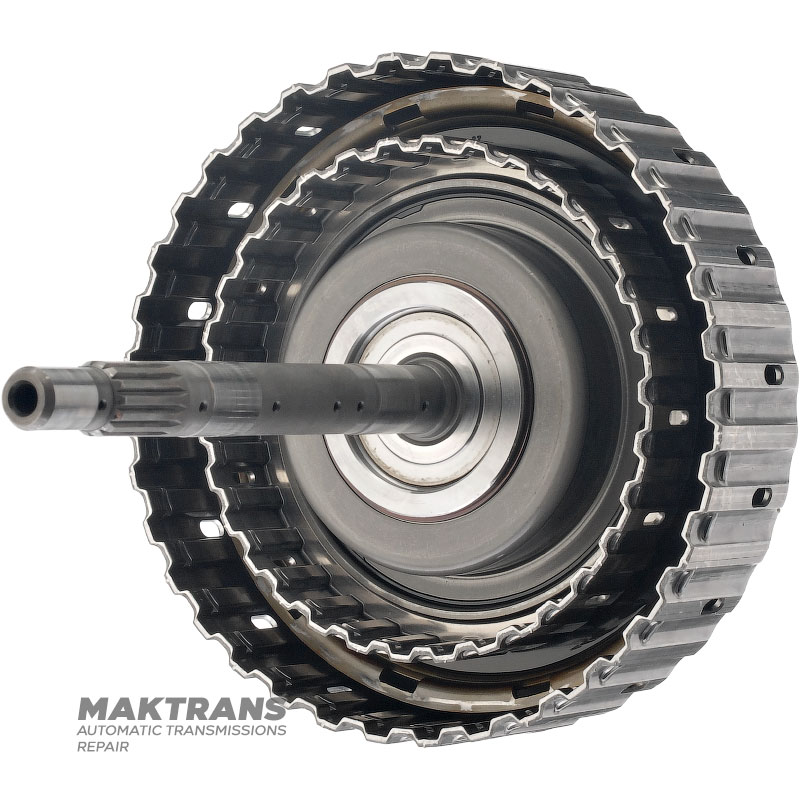 Вхідний вал, барабан HIGH / LOW Clutch MAZDA CW6A-EL, EW6A-EL - загальна довжина валу 308 мм, HIGH Clutch (3 фрикційні диски), LOW Clutch (4 фрикційні диски)