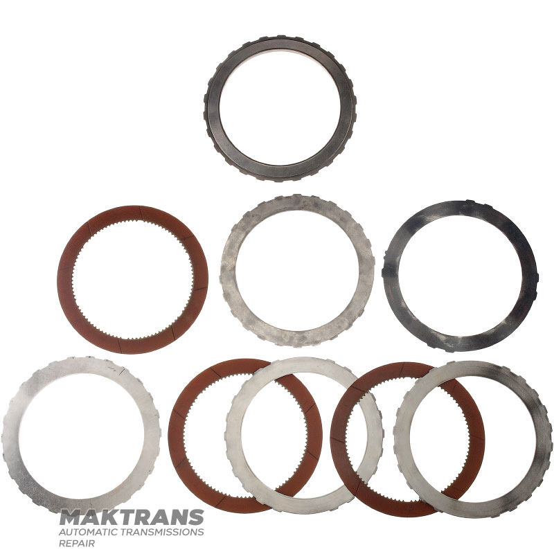 Комплект стальных и фрикицонных дисков FORWARD Clutch FORD E4OD, 4R100 — 3 фрикицонных диска (общая толщина без пружинного диска 23.85 мм), F2TZ-7B164-A, C6AZ-7B442-A, E9TZ-7B442-D