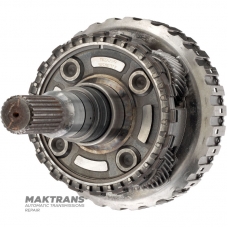 Выходной вал, барабан D Clutch, планетарная передача №4 ZF 8HP70, 1102242079 — общая высота 233 мм, 4 сателлита (37 зубьев), 23 шлица (нар.Ø 30.80 мм, длина шлицев 50 мм), сьемная парковочная шесетрня