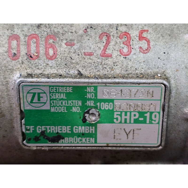 Автоматическая трнасмиссия в сборе (с гидротрансформатором) ZF 5HP19FL, VAG 01V, 2WD (FWD) — маркировка EYF, 1060030081