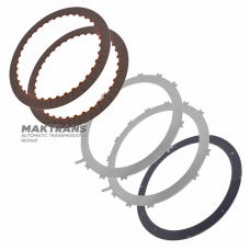 Комплект стальных и фрикционных дисков 1-2-3-4 Clutch 6T70E, 6T75E, 6F50, 6F55 — пружинный диск без зубьев, общая толщина комплекта 7.70 мм, 2 фрикционных диска