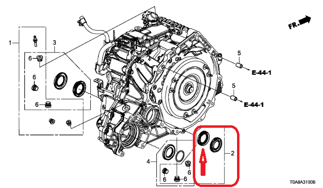 Сальник полуоси правый ZF 9HP48 Honda 06229-5J4-000 42x71x7/10
